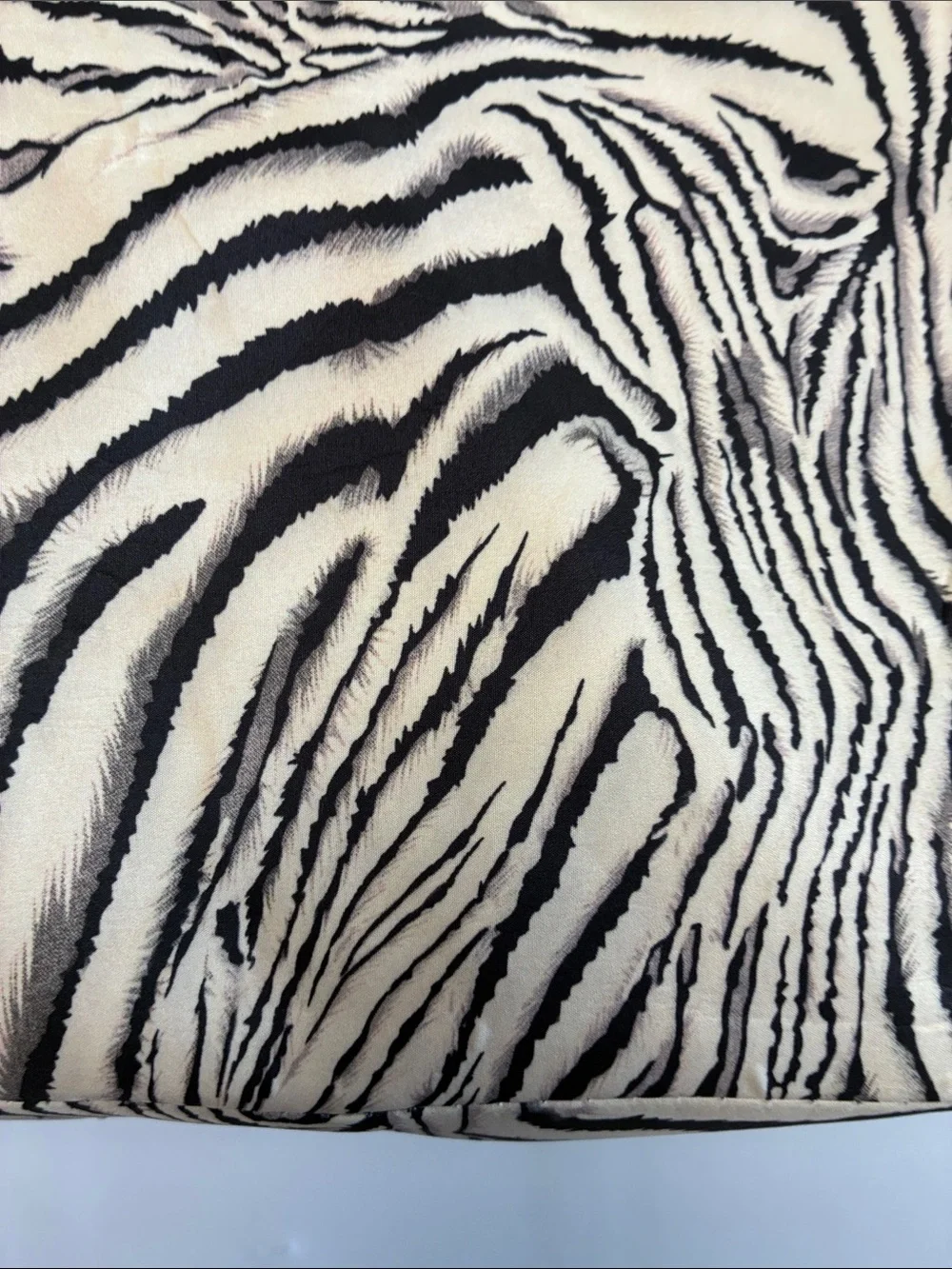 Zebra Print Beach Tote Bag - Black & Cream
